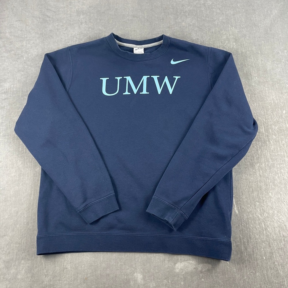 UMW Nike Mens Large Navy Blue Sweatshirt University of Mary Washington Crewneck